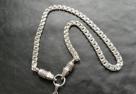 Цепь из серебра Волки - плетение Бисмарк (8-10 мм)