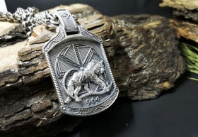 Медальон Волк с Коловратом - Серебро (4 см)