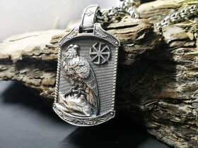 Медальон Сокол с Коловратом - Серебро (4 см) 
