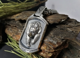 Медальон Медведь - Печать Велеса - Серебро (4 см)