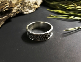 Славянское кольцо Валькирия - узор 1 - Серебро (0.8 см.)