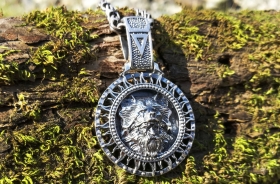 Медальон Велес - Медведь - Серебро (3 см) 