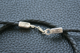 Кожаный шнур с серебром - Алатырь (d 4 мм)