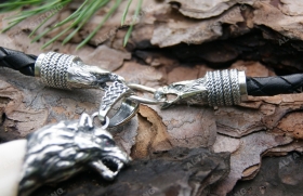 Кожаный шнур с серебром - Орлы (Большие) (d 5 мм)