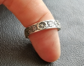 Славянское кольцо Змеевик - серебро 