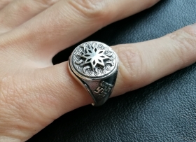 Перстень Алатырь в солнце  - Серебро