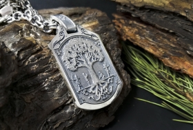 Медальон Волк с Коловратом - Серебро (4 см)