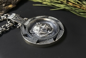 Медальон Медведь - (Велес, Светоч)- Серебро (3.5 см)