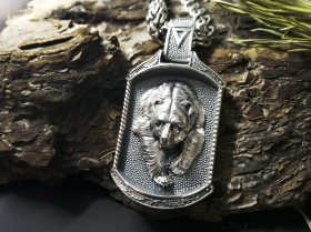 Медальон Медведь - Печать Велеса - Серебро (4 см)