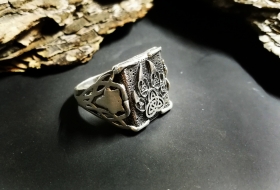 Перстень Печать Велеса (лапа волка) - Серебро (1.5 см)