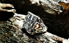 Перстень Печать Велеса (лапа волка) - Серебро (1.5 см)