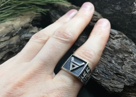 Перстень Символ Велеса/Одолень трава + Цветок папоротника - серебро 