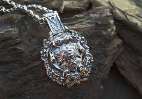 Медальон Велес - Медведь - Серебро (4.3 см)  