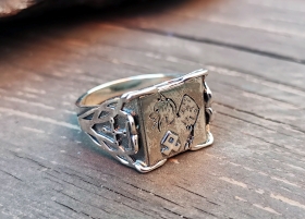 Перстень Семаргл с чертогом Змея - Серебро (1.5 см) 
