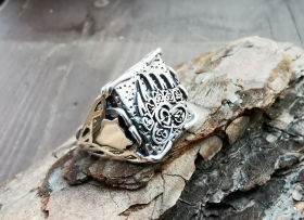 Перстень Печать Велеса (лапа медведя) - Серебро (1.5 см) 