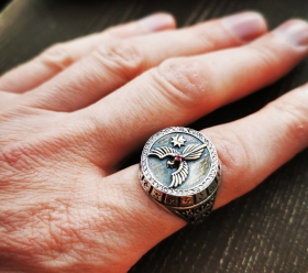 Перстень Феникс  круге СВА - серебро 