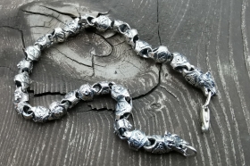 Звериный браслет - Волки из серебра (d 6 мм) 
