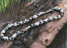 Звериный браслет - Медведи из серебра (d 6 мм)  