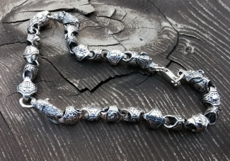 Звериный браслет - Медведи из серебра (d 6 мм)   ― Алтайстронг - Амулеты, Обереги, Талисманы