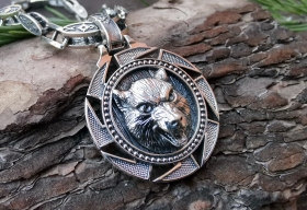 Медальон Волк- в Коловрате - Серебро (3 см) 