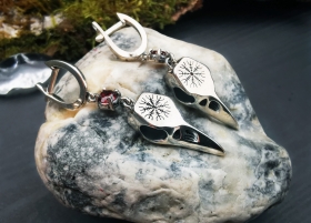 Серьги Ворон со шлемом Ужаса - Эгисхьяльм - серебро с фианитами (3.4 см)