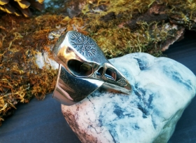 Перстень Ворон со шлемом Ужаса - Эгисхьяльм - серебро