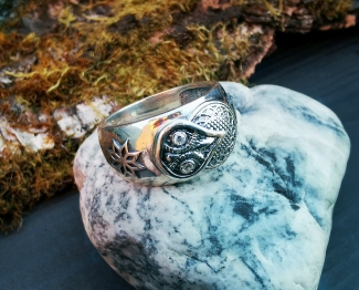 Кольцо Сова - серебро с фианитами ― Алтайстронг - Амулеты, Обереги, Талисманы