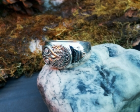 Кольцо Сова - серебро с фианитами