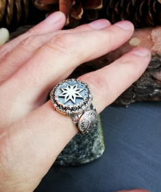 Перстень Алатырь с совой - серебро 