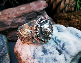 Перстень Медведь с совой - серебро с фианитами