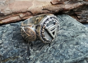 Перстень символ Велеса с совой - серебро 