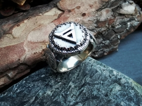 Перстень символ Велеса с совой - серебро 