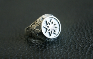 Перстень Алатырь с листьями дуба - серебро  ― Алтайстронг - Амулеты, Обереги, Талисманы