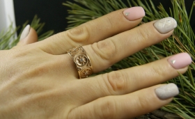 Обручальное кольцо Свадебник - Ладинец - золото с фианитами