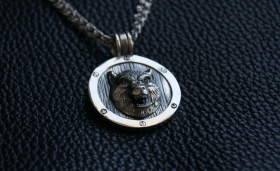 Медальон Волк- символ Велеса - Серебро (2.8 см)