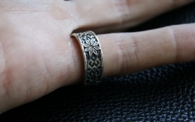 Славянское кольцо Алатырь 7мм - серебро